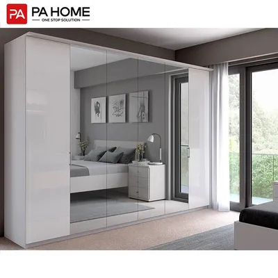 PA Nordic Big Luxury Mirrored Silver con porte a specchio Mobili guardaroba con specchio