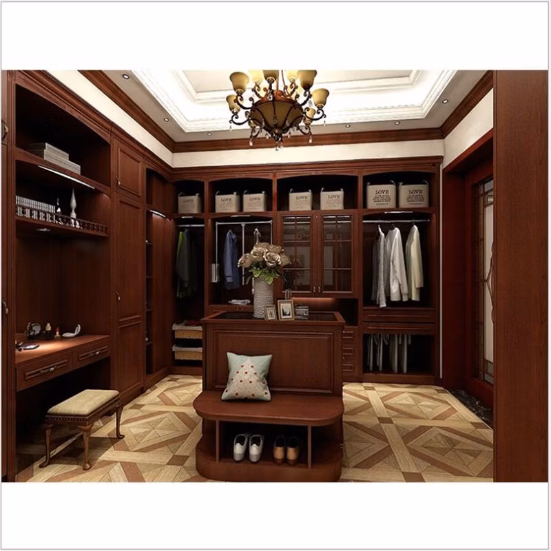 Teak Wood Design Walk in Wardrobes Closet From China
