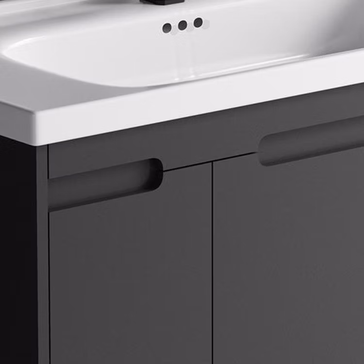Wholesale High Quality Fancy Grey-Black PVC Bathroom Cabinet with Mirror Cabinet in Big Size From Factory Directly
