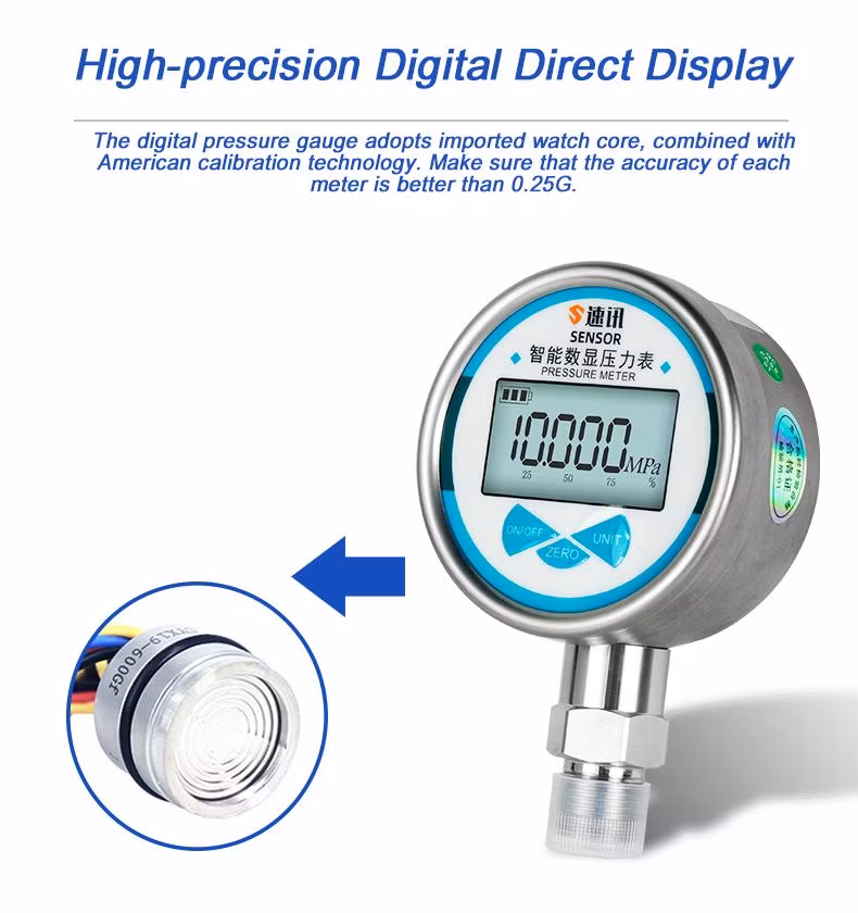 Digital Pressure Gauge Big LCD Screen for Water Pressure Oil Pressure Gas Pressure 0.2g 0.5g