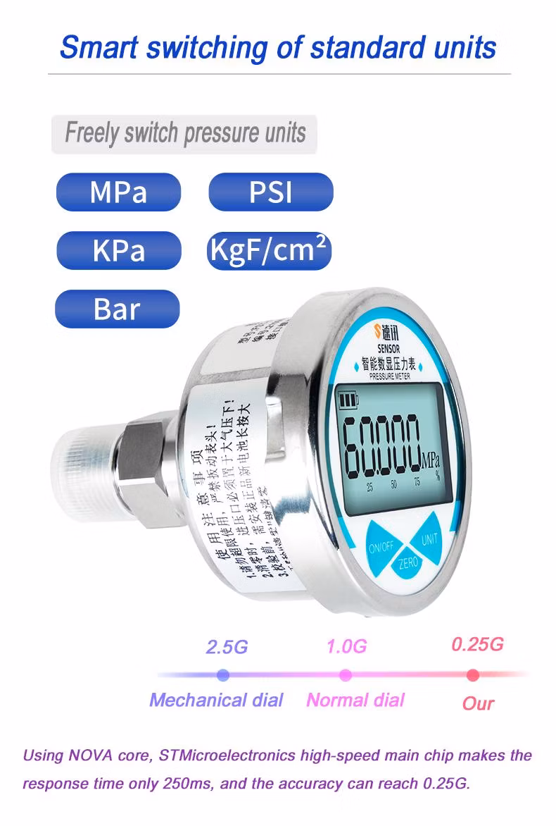 Digital Pressure Gauge Big LCD Screen for Water Pressure Oil Pressure Gas Pressure 0.2g 0.5g