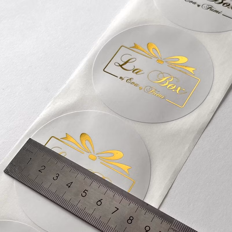 Custom Logo Self Adhesive Roll Gold Foil Label Hot Stamping Waterproof Gift Packaging Thank You Sticker Label for Small Business