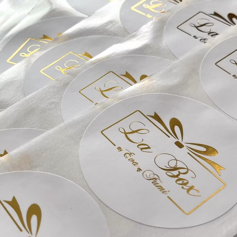 Custom Logo Self Adhesive Roll Gold Foil Label Hot Stamping Waterproof Gift Packaging Thank You Sticker Label for Small Business
