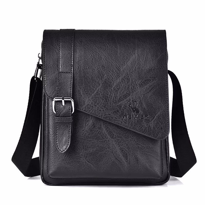Weixier E2830 High Quality Vintage Vertical Designer Leather Messenger Purse Business Work Sling Shoulder Brand Bag for Men