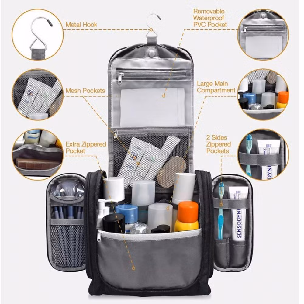 Waterproof Toiletry Bag Women Men Travel Makeup Bag with Hanging Hook Compact Travel Toiletry Organizer Bag Makeup Organizer Bag Bl22005