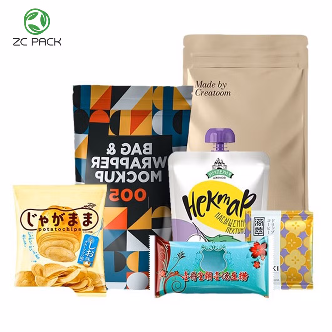 Wholesale Custom Design Flat Bottom Ziplock Plastic Food Grade Potato Crisps Nut Donut Snack Cat Pet Dry Dog Packaging Stand up Pouch Recyclable Food Packaging