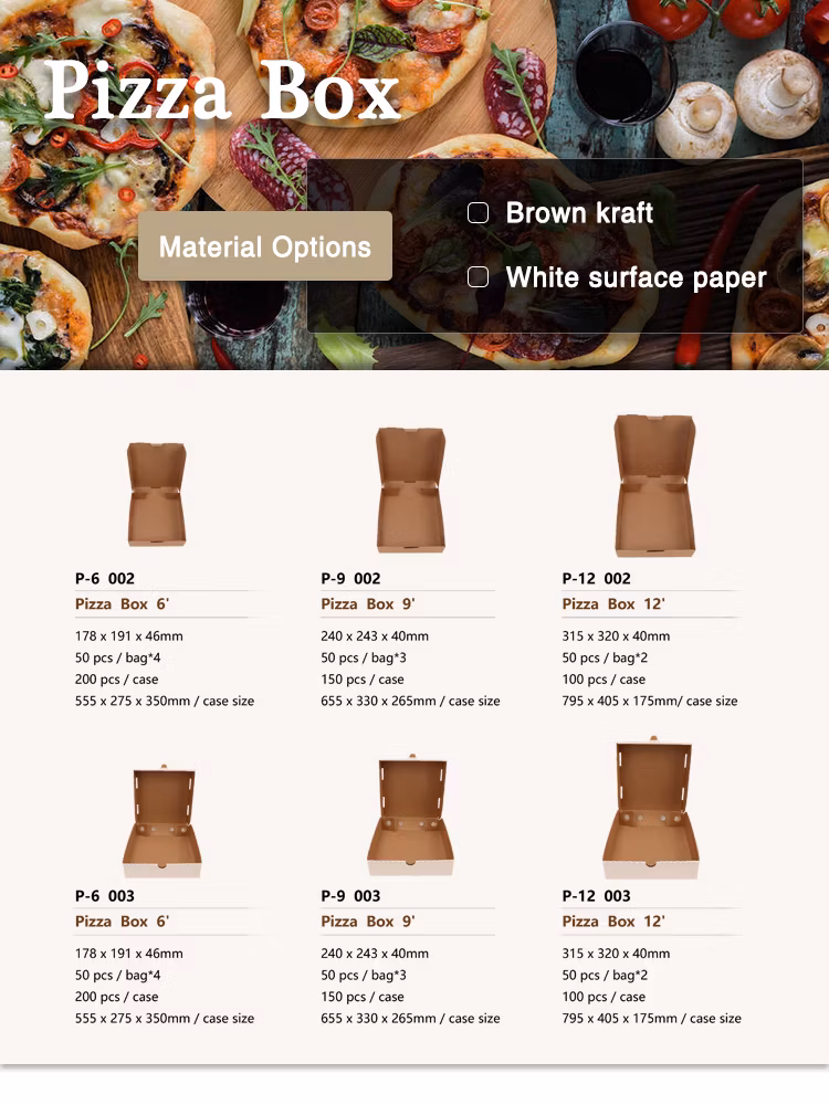 Biodegradable Brown Kraft Paper Pizza Box High Quality Food Corrugated Box Packaging