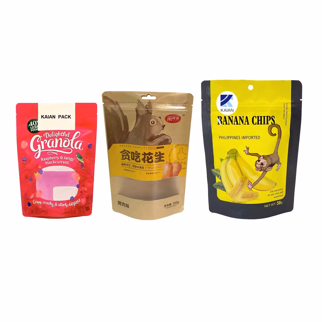 China Wholesale Fashion Biodegradable Plastic Kraft Paper Coffee Ziplock Packing Snack Tea Food Stand up Packaging Bag with Mylar Zipper