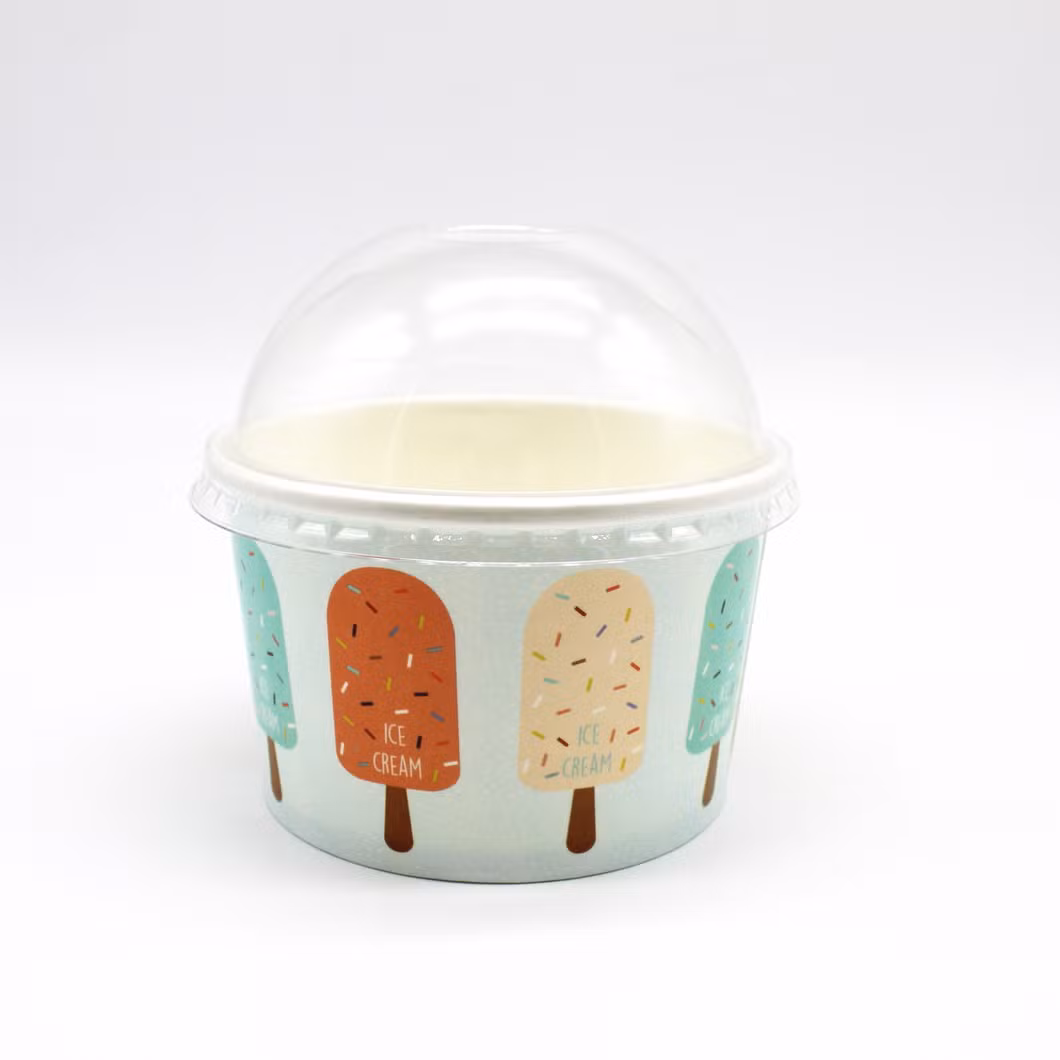 Food Grade Single Wall 6.5oz 200ml PLA Coated Ice Cream Paper Cup Design