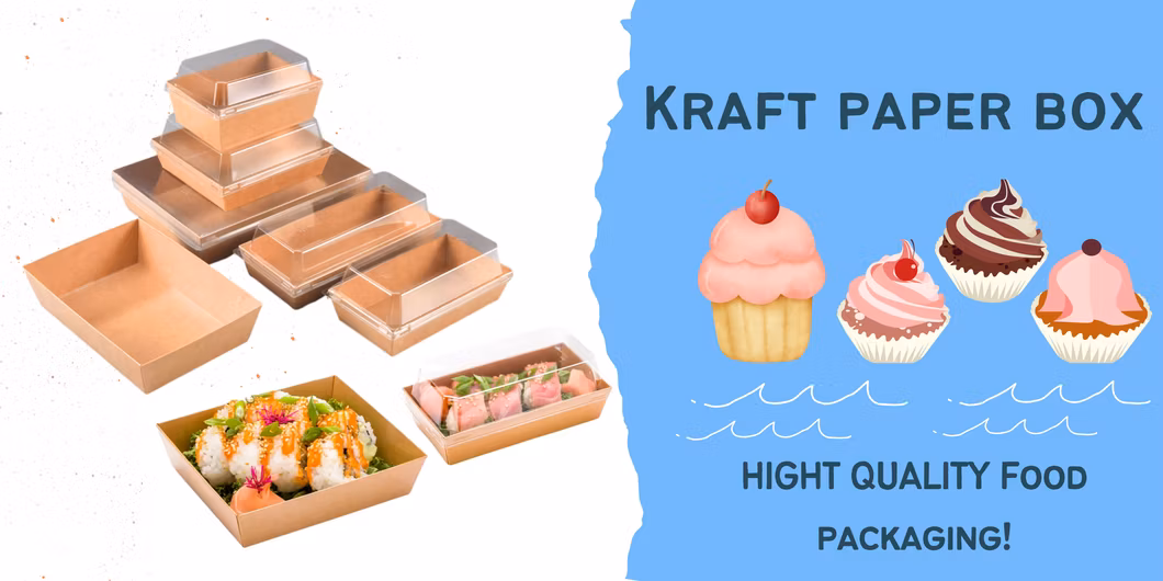 Eco Friendly Takeaway Disposable Lunch Food Container Big Capacity Kraft Paper Food Packaging