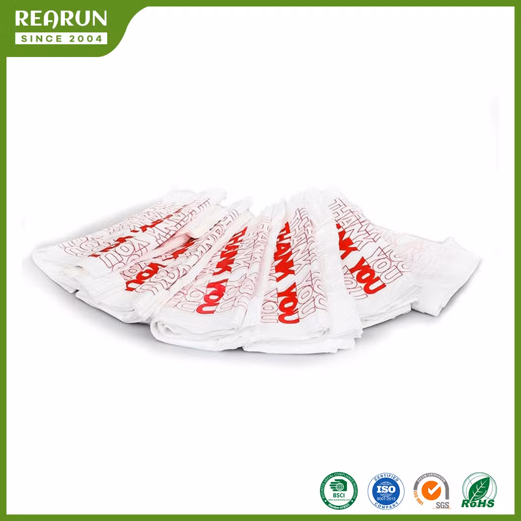 Rearun Clear Plastic Bags China Factory OEM Print Food Grade Supermarket Advertising Plastic Shopping Bag