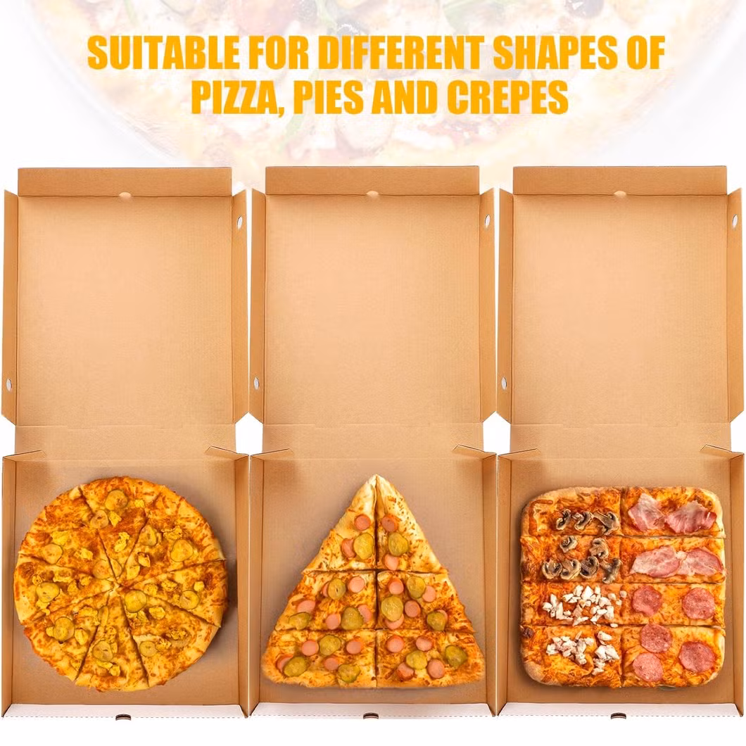 Easy Foldable Custom Printed Biodegradable Kraft Pizza Boxes for Sustainable Packaging Delivery Packaging Paper Box