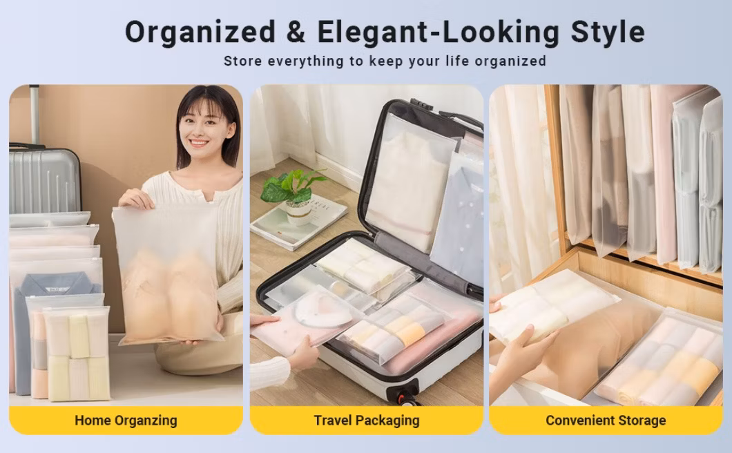 Clear Package Bag T-Shirt Transparent Frosted Plastic packaging Bags with Zip Lock Used for Underwear