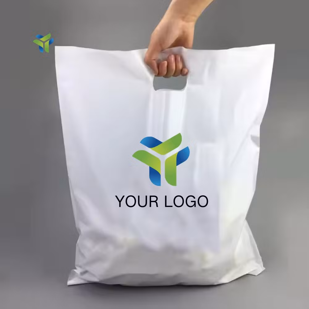 Lightweight Supermarketmall Handle Plastic Clear Custom Die Cut Mylar Bags Plastic Shopping Bag