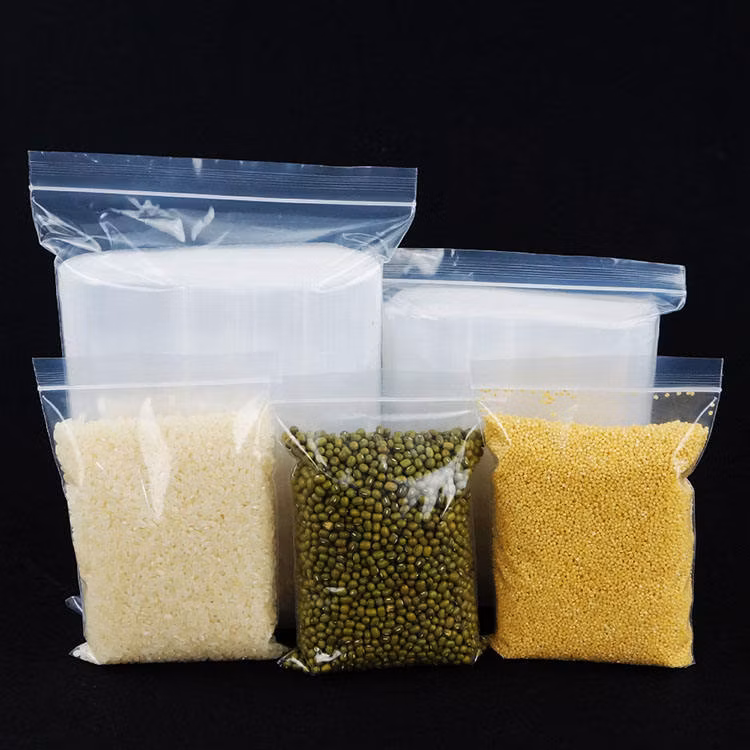 Amazon Hot Selling Wholesale Double Single Zipper Zip Lock Ziploc Sealed Sealing Packaging Storage Plastic Packing Bag for Lemon Tomatoes Cucumbers Cabbage