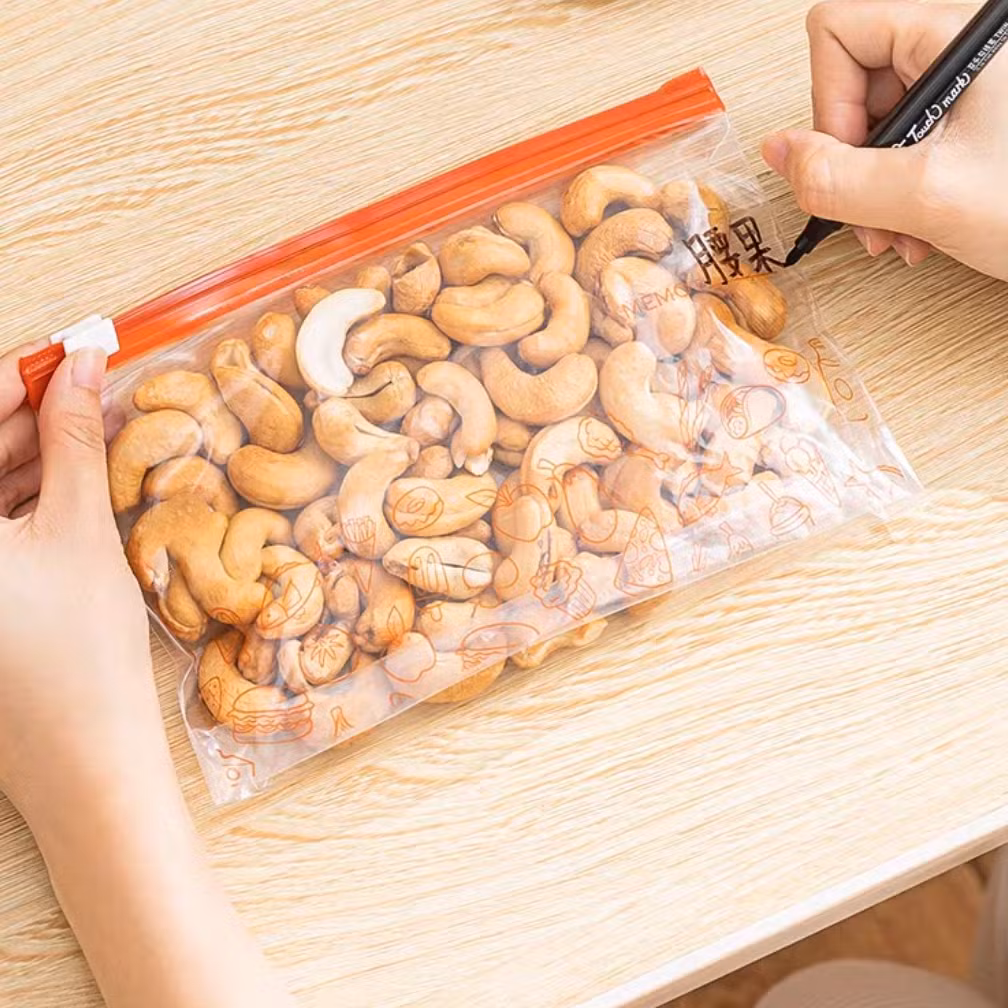 Amazon Hot Selling Wholesale Double Single Zipper Zip Lock Ziploc Sealed Sealing Packaging Storage Plastic Packing Bag for Lemon Tomatoes Cucumbers Cabbage