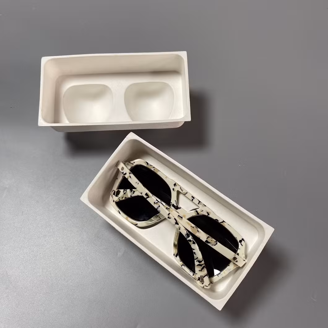 Custom Biodegradable Bagasse Pulp Tray Recyclable Paper Pulp Molding Eyeglasses Packaging Case