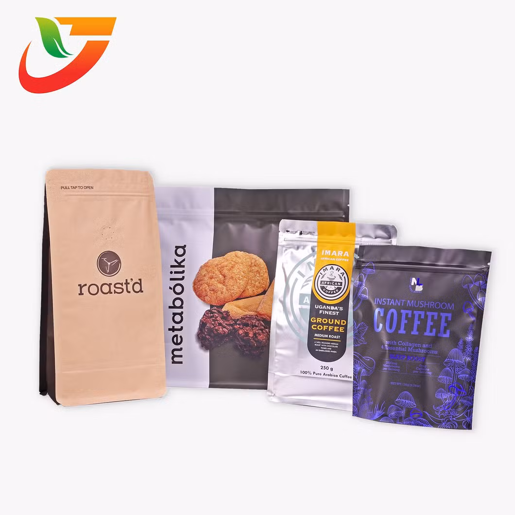 250g 500g 1kg Customized Sealable Ziplock Aluminum Foil Mylar Plastic Zipper Ziplock Coffee Packaging Bag