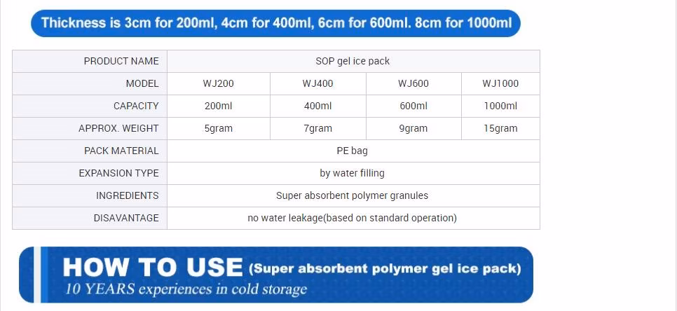 Factory Direct Ice Pack for Food Shipping Ice Pack