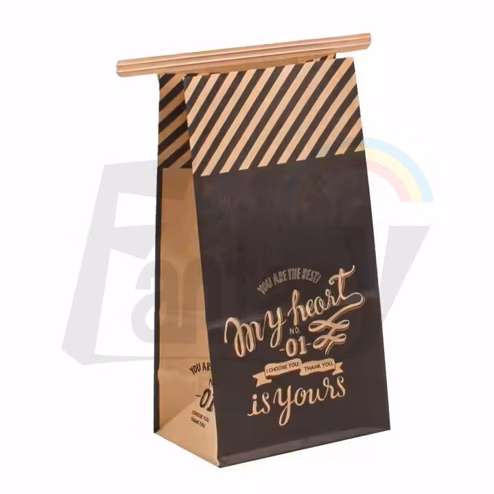 Customized Recyclable Disposable Design Custom Printing Customizable Logo Flat Bottom Paper Bag