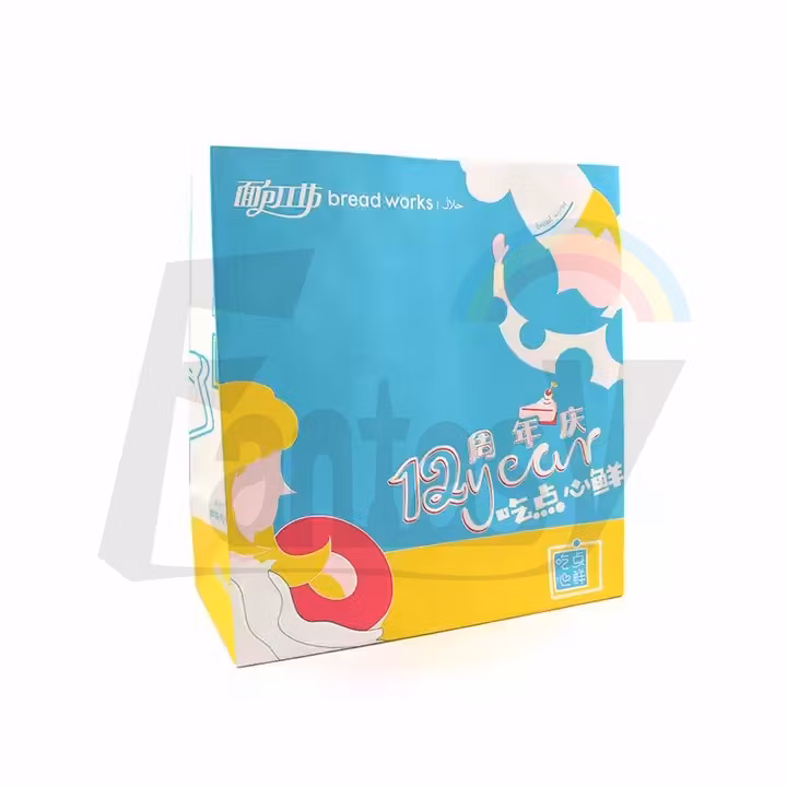 Customized Recyclable Disposable Design Custom Printing Customizable Logo Flat Bottom Paper Bag