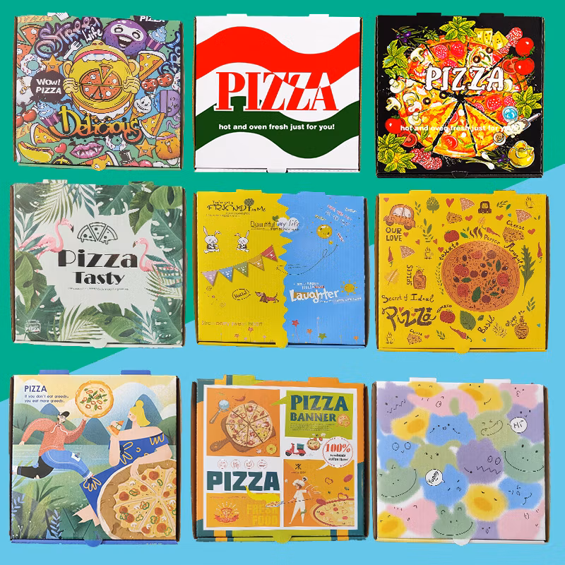 Easy Foldable Custom Printed Biodegradable Kraft Pizza Boxes for Sustainable Packaging Delivery Packaging Paper Box