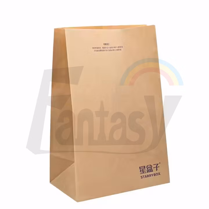 Customized Recyclable Disposable Design Custom Printing Customizable Logo Flat Bottom Paper Bag