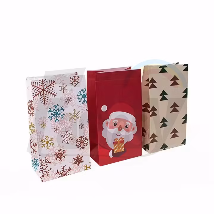 Customized Recyclable Disposable Design Custom Printing Customizable Logo Flat Bottom Paper Bag