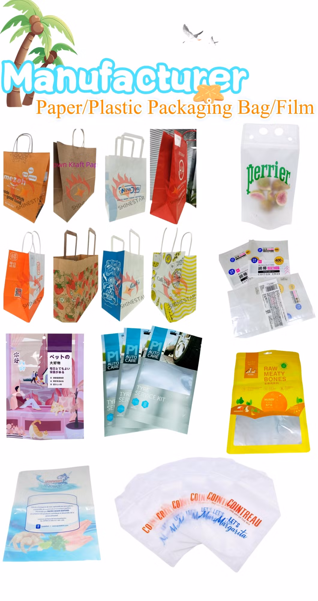 Mylar Bag Front Transparent Back Silver Aluminum Foil Stand up Zipper Food Plastic Packaging Bag