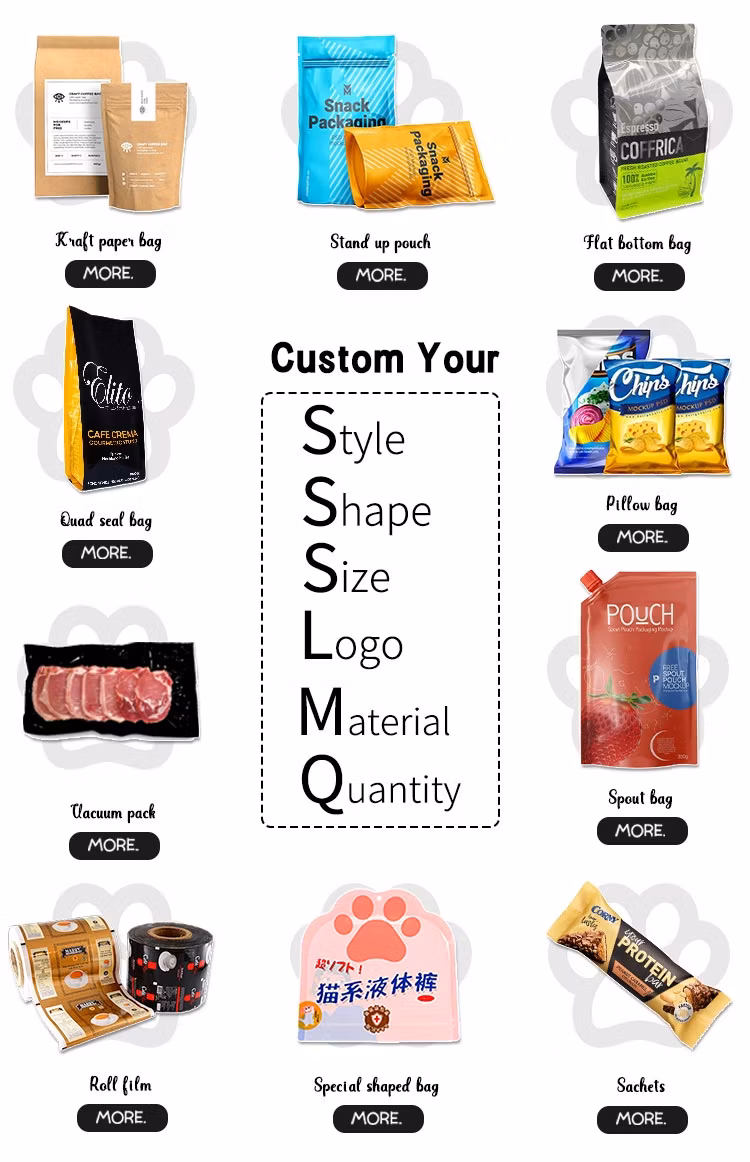 Chocolate Bag Ziplock Reseal Snack Food Grade Stand up Pouch Mylar Aluminum Plastic Packaging Doybag