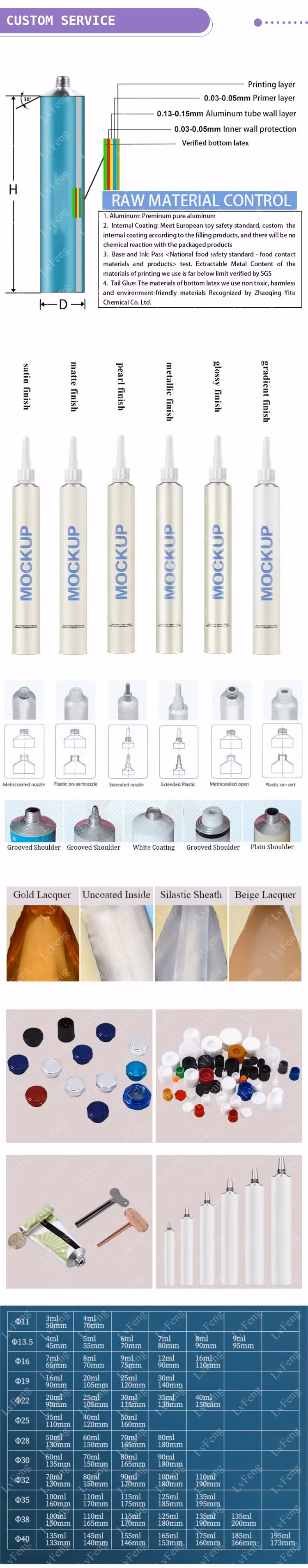 Custom Factory 150ml180ml Metal Tube Pet Food Pure Aluminum Universal Packaging Pigment Hair Color Cream