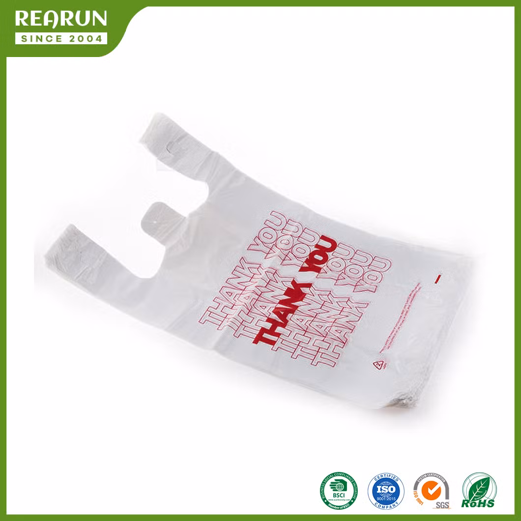 Rearun Clear Plastic Bags China Factory OEM Print Food Grade Supermarket Advertising Plastic Shopping Bag