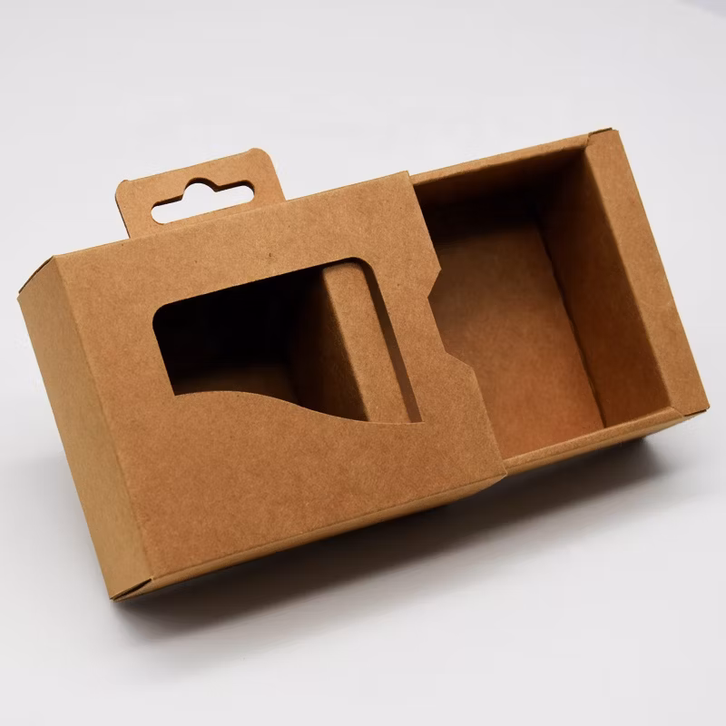Eco Friendly Kraft Drawer Sliding Flower Paper Box Packaging with Clear Window