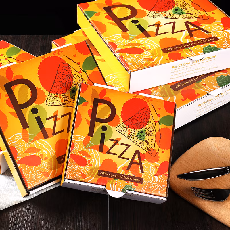Easy Foldable Custom Printed Biodegradable Kraft Pizza Boxes for Sustainable Packaging Delivery Packaging Paper Box