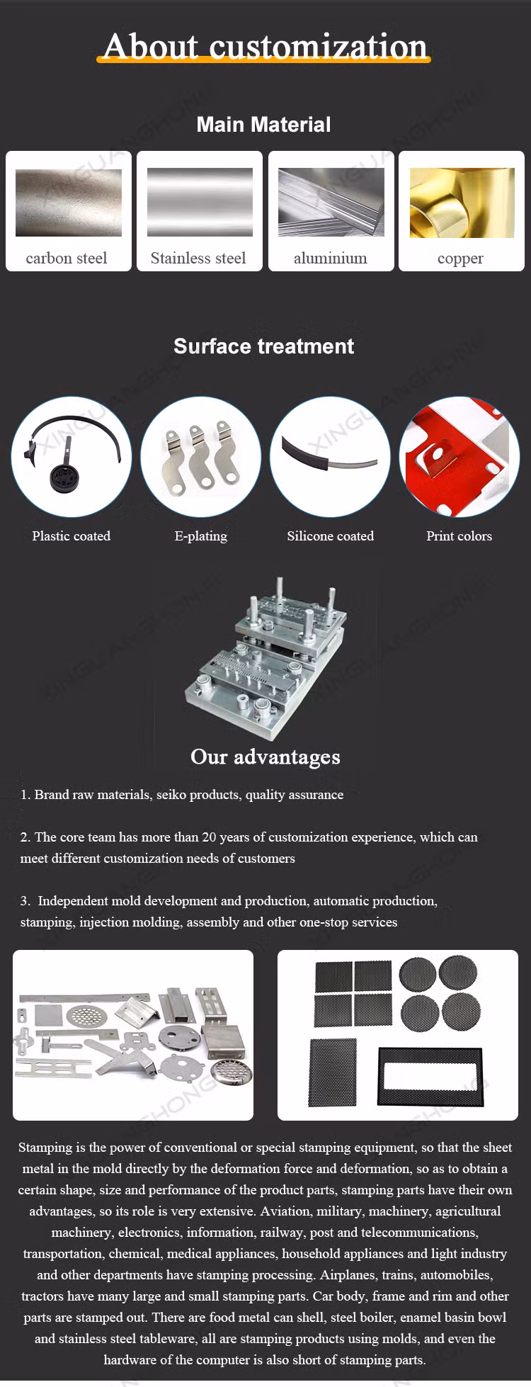 Precision Steel Metal Stamping Parts with Aluminum Brass Copper Stainless Steel
