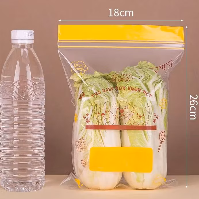 Amazon Hot Selling Wholesale Double Single Zipper Zip Lock Ziploc Sealed Sealing Packaging Storage Plastic Packing Bag for Lemon Tomatoes Cucumbers Cabbage