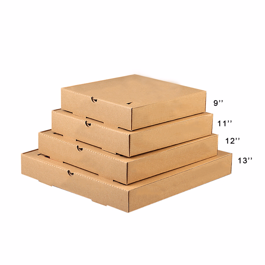 Easy Foldable Custom Printed Biodegradable Kraft Pizza Boxes for Sustainable Packaging Delivery Packaging Paper Box