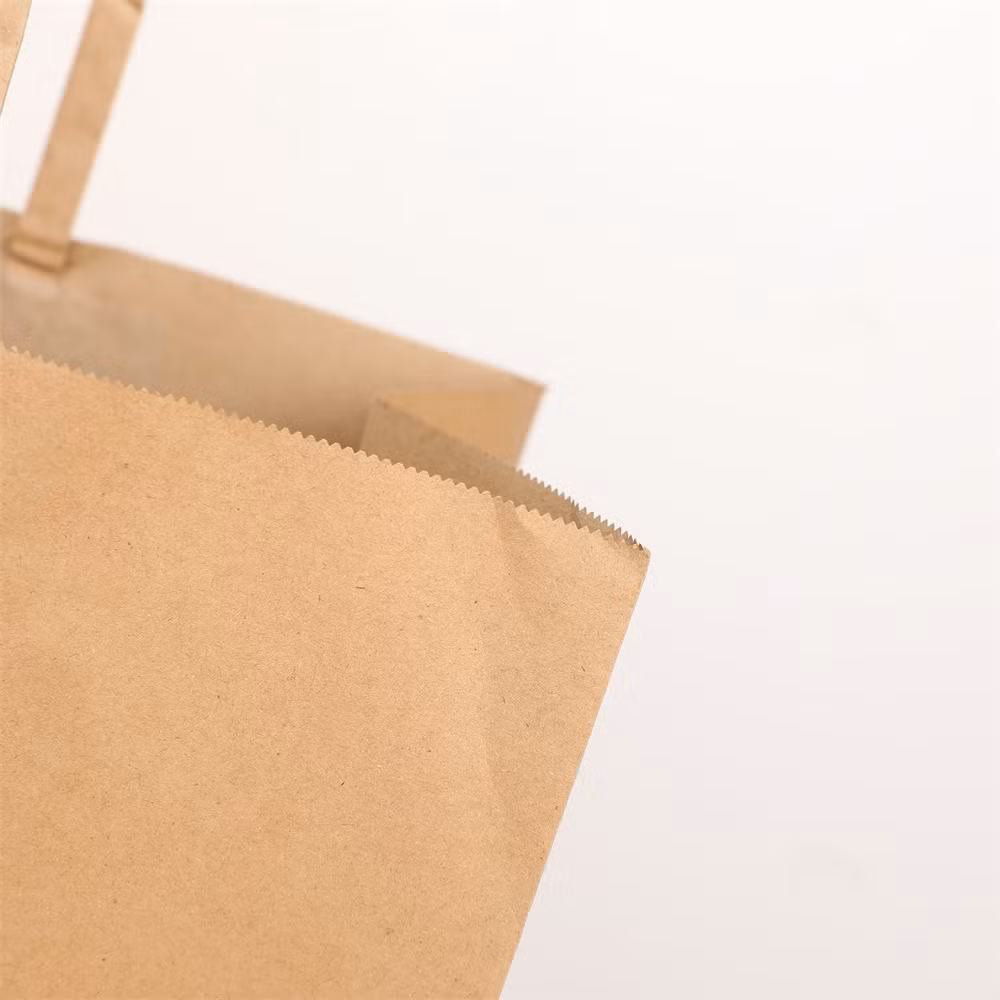 Wholesale Shopping Square Bottom Kraft Flat Handle Paper Bags