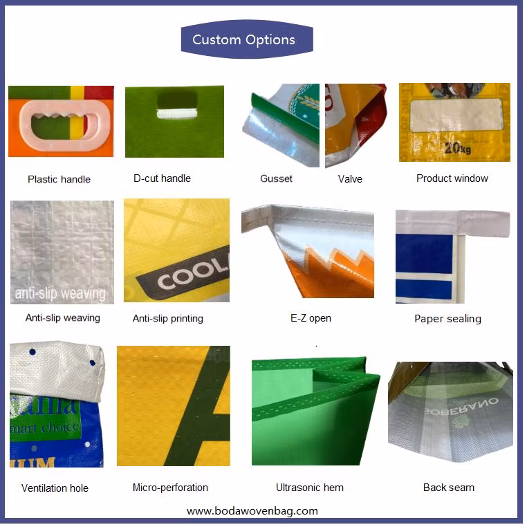 Stand up Block Bottom BOPP Laminated PP Woven Fertilizer Pack with Back Seam