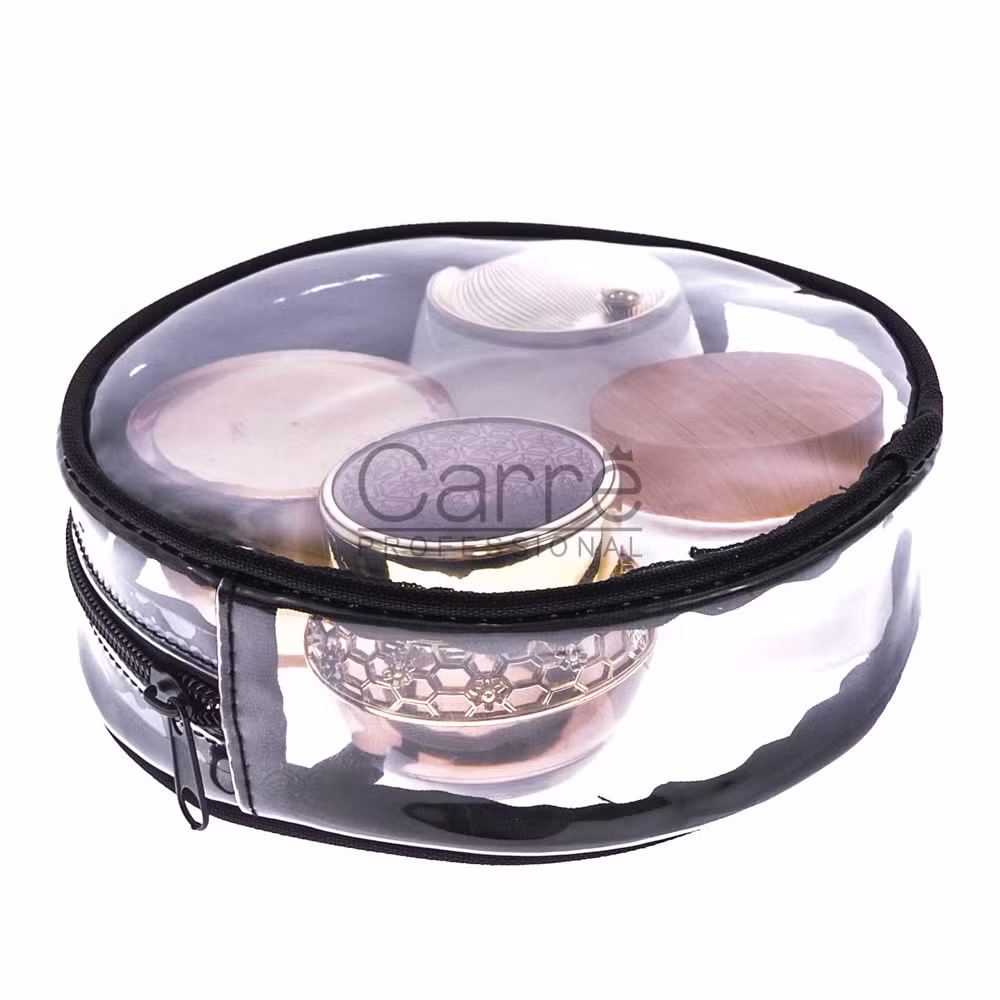 Custom Clear Round Shape Makeup Pouch Washable Transparent Vinyl Makeup Bag