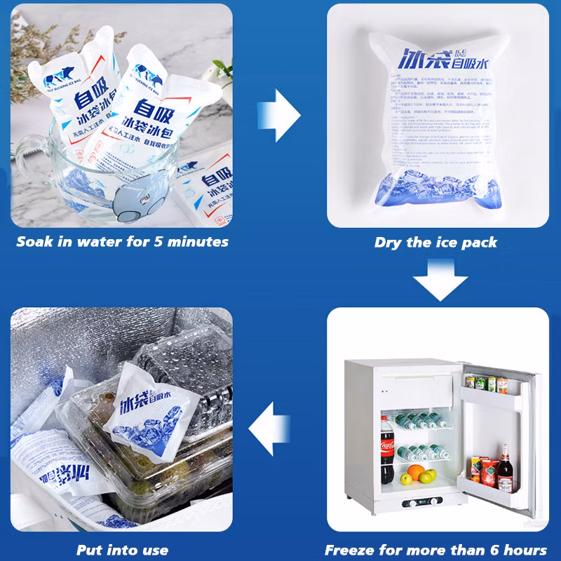 180 Ml Wholesale Reusable Ice Packs Custom Design Self-Priming Water Food Dry Ice Gel Pack