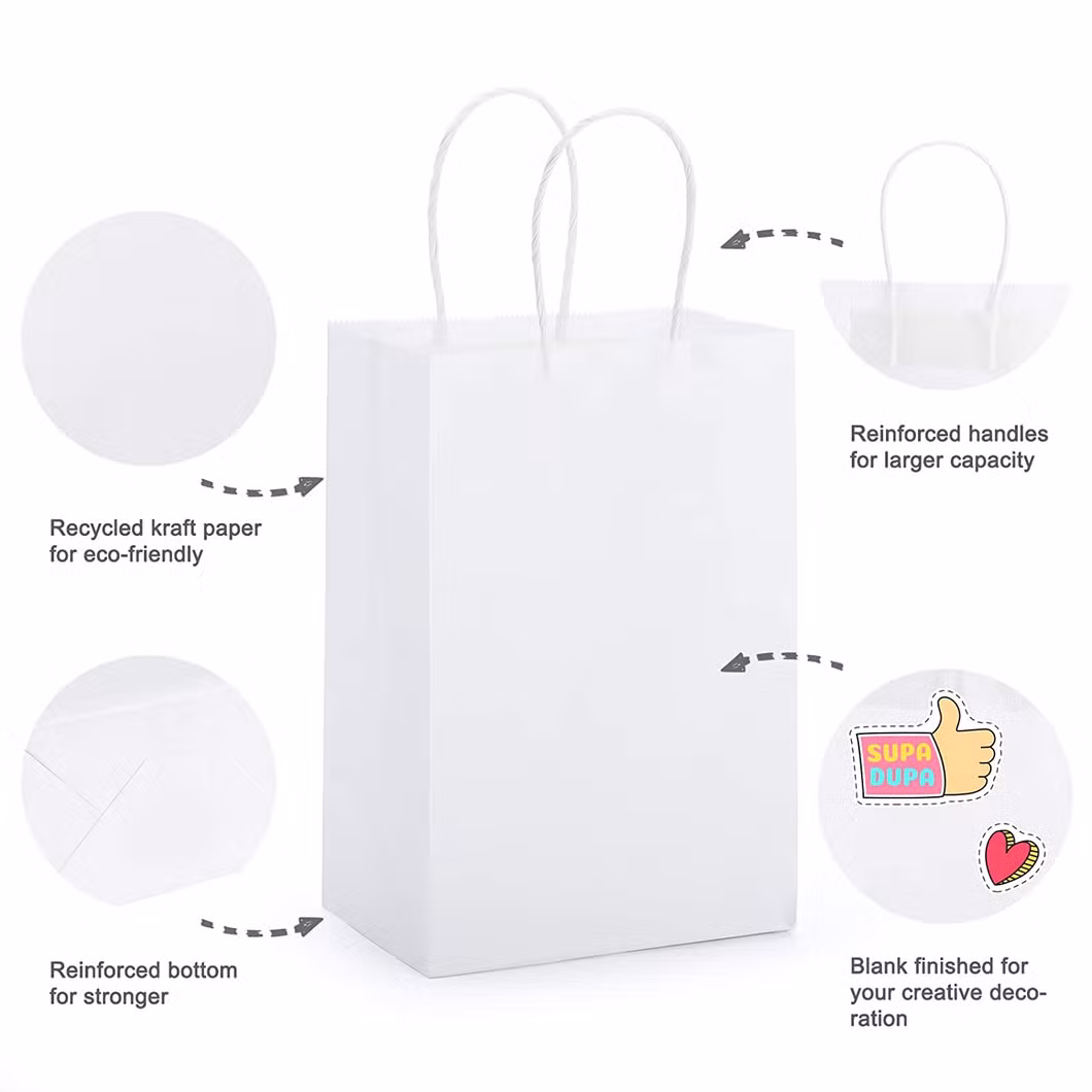 Manufacturer Customize Flat Bottom White Merchandise Paper Kraft Bags