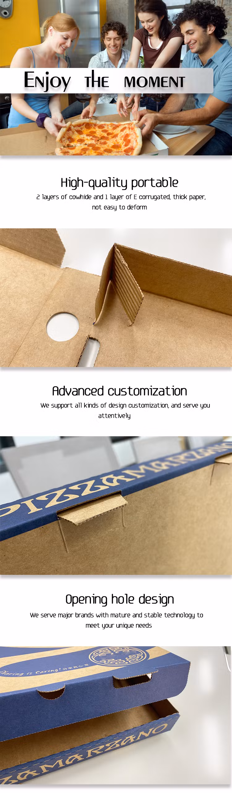 Biodegradable Brown Kraft Paper Pizza Box High Quality Food Corrugated Box Packaging
