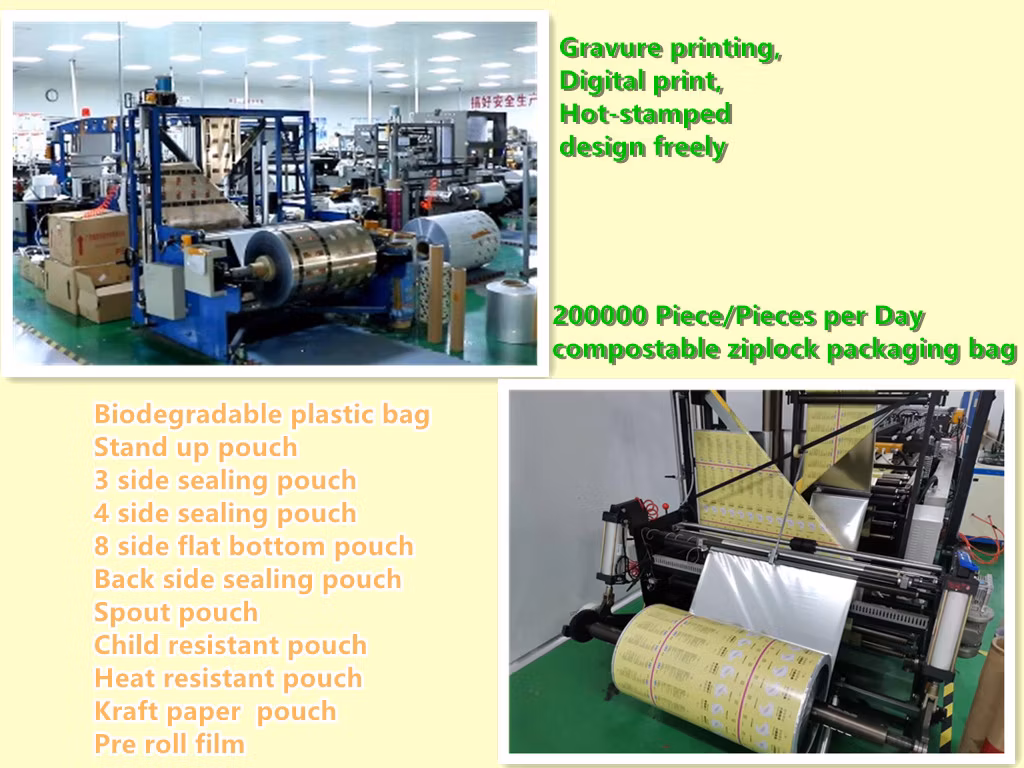 Manufacture Custom Plastic Foil Stand up Pouch Childproof Grip and Rip Ziplock Food Packaging Blue Cr Sealed Bags