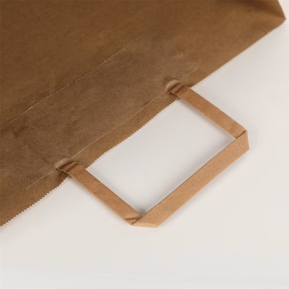 Wholesale Shopping Square Bottom Kraft Flat Handle Paper Bags