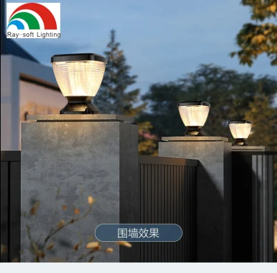 Solar Column Headlight Pillar LED Solar Post Lights Photosensitive Switch Porch Path Street Fence Lawn <a href='/garden-light/'>Garden Light</a>