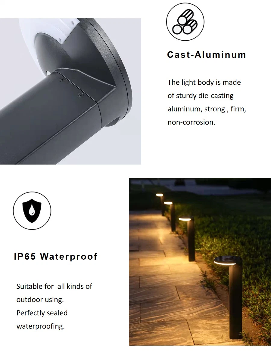 Outdoor LED Bollard Decoration Garden Solar Lawn Lights for Pathway Yard Walkway