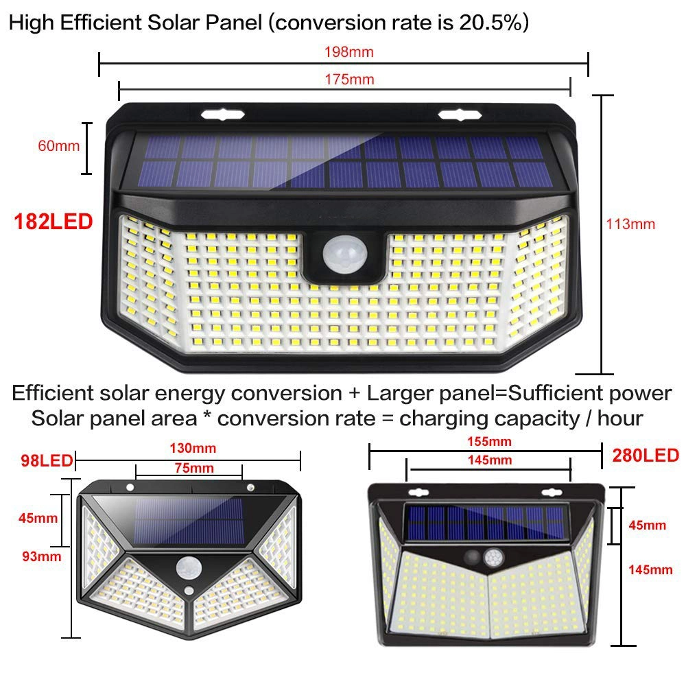 Outdoor Wireless Security Motion Sensor Solar Powered Pathway Street Lighting LED Wall Lamp Garden Lights for Steps