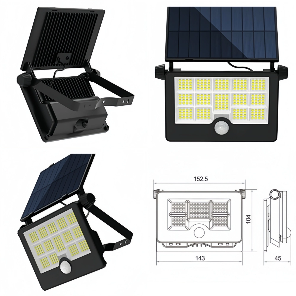 122 LED Solar Motion Sensor Outdoor Lights 1100lm Solar Flood Lights IP65 Waterproof Solar Powered Street Lights Wall Lamps