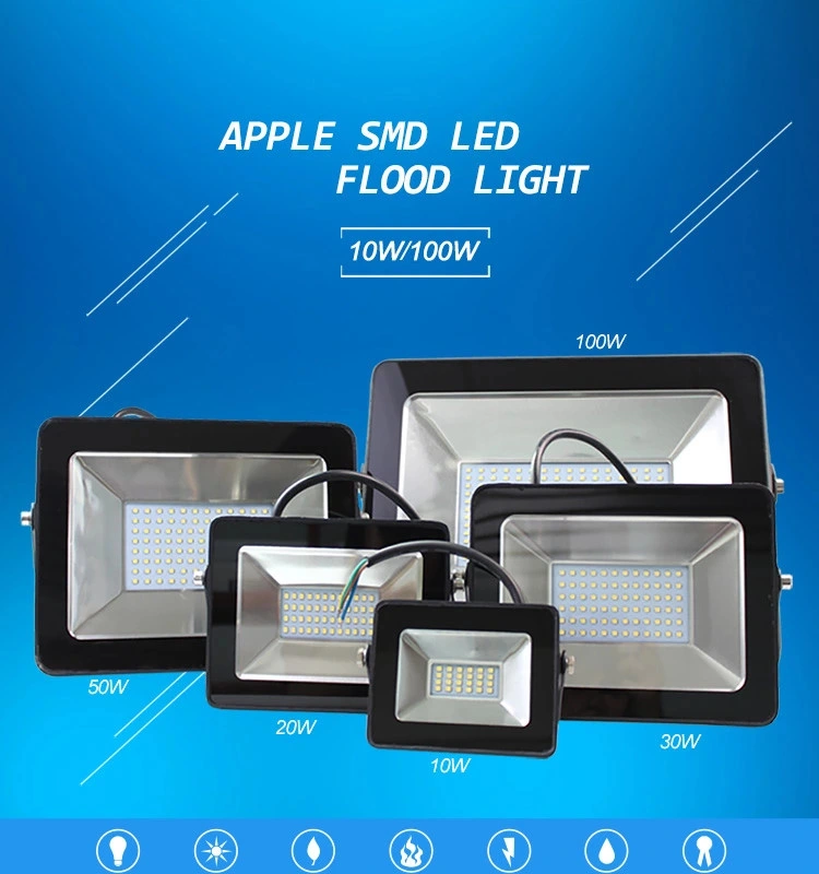 Distributor Factory Exports Saso CB Water Proof 10W - 100W IP66 Industrial LED Flood Light Made in China for Outdoor, Street, Garden, Park, Exterior Lighting